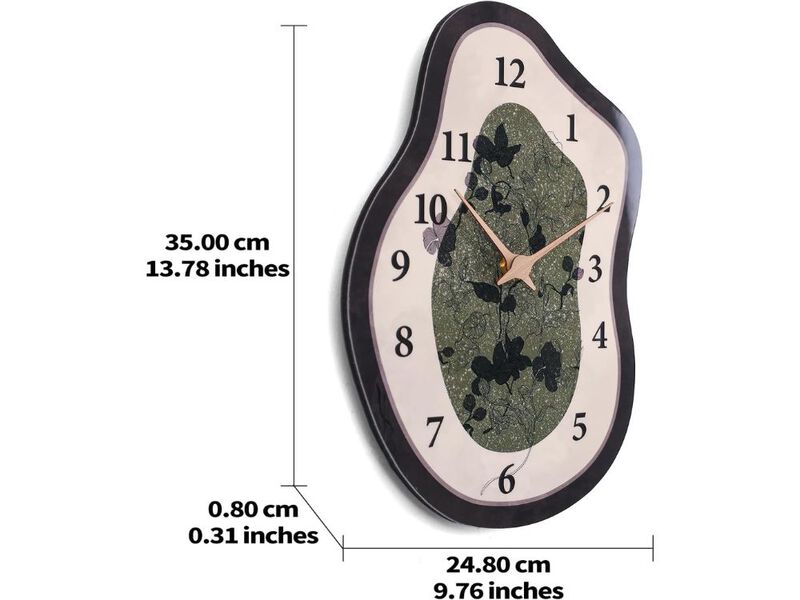 Mid Century Retro Wall Clock Irregular Silent Non Ticking Battery 14x10 Inch image number 2