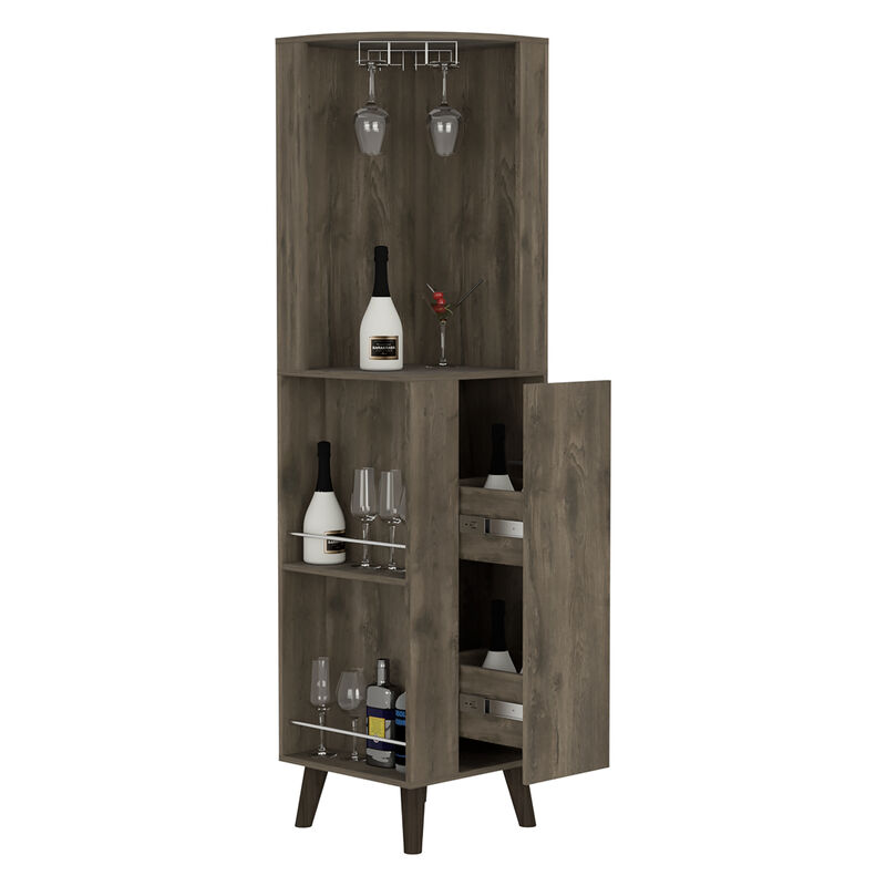 Corner Bar Cabinet Plex, Living Room, Dark Brown