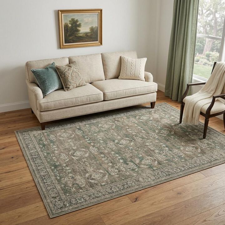HomeRoots Floral Medallion Washable Area Rug