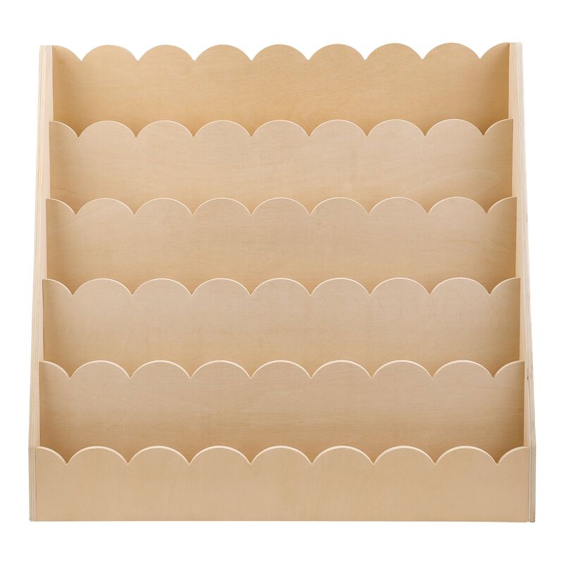 5-Tier Natural Kids Bookshelf with Front-Facing Storage and Dual Hanging Hooks image number 0