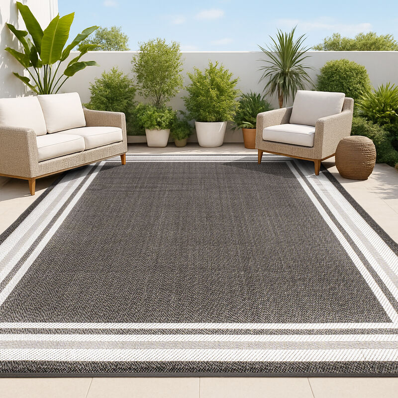 James Modern Border Stripe Indoor/Outdoor Area Rug
