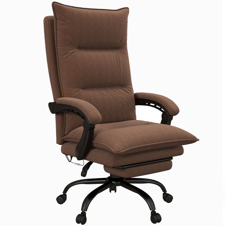 Cozy Brown Massage Recliner: 6 Vibration Points, Footrest, Padding