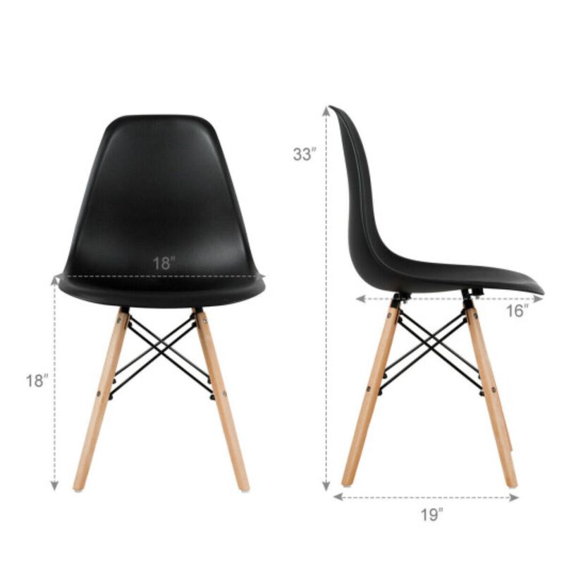 4 Pieces Modern Armless Dining Chair Set with Wood Legs image number 5