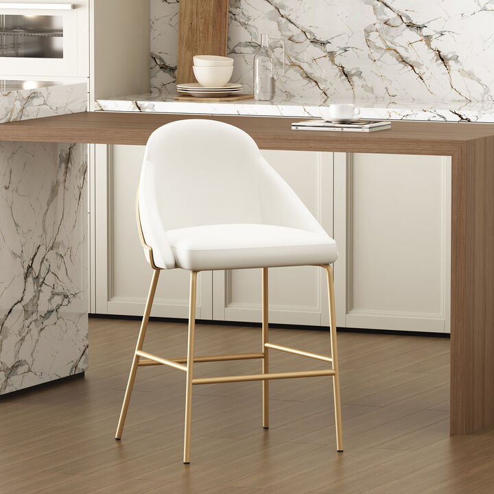 Gracie Counter Stool in White and Gold