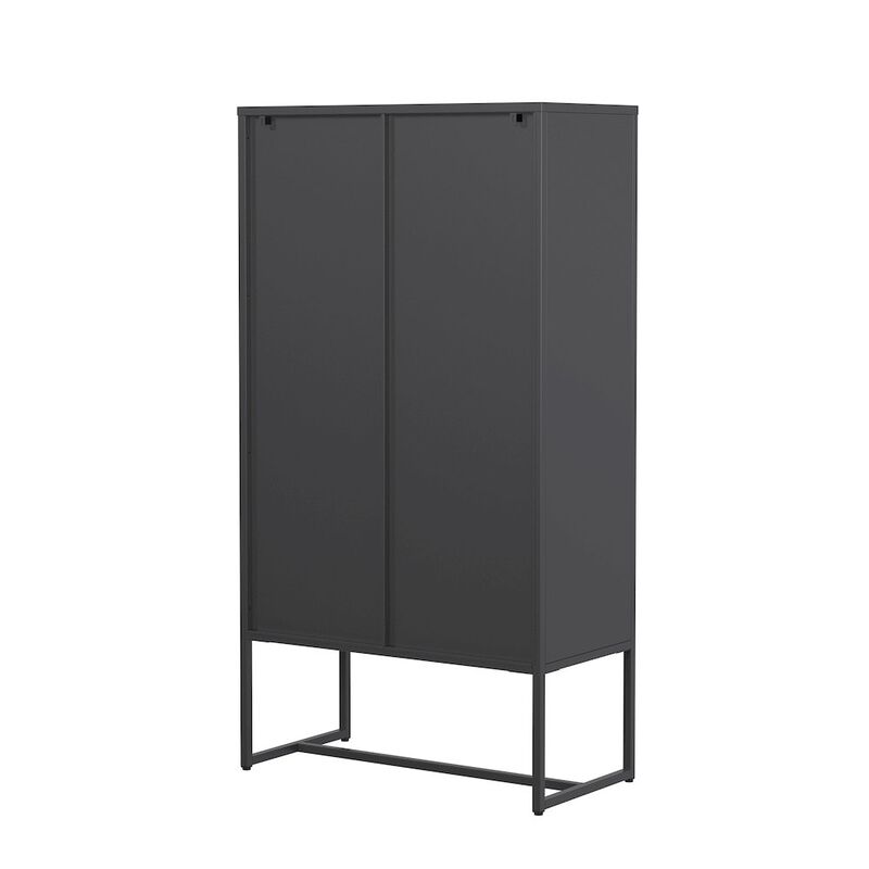 Glamour Home Bentley 59.11-inch Black Two Door Storage Cabinet with Mesh Doors