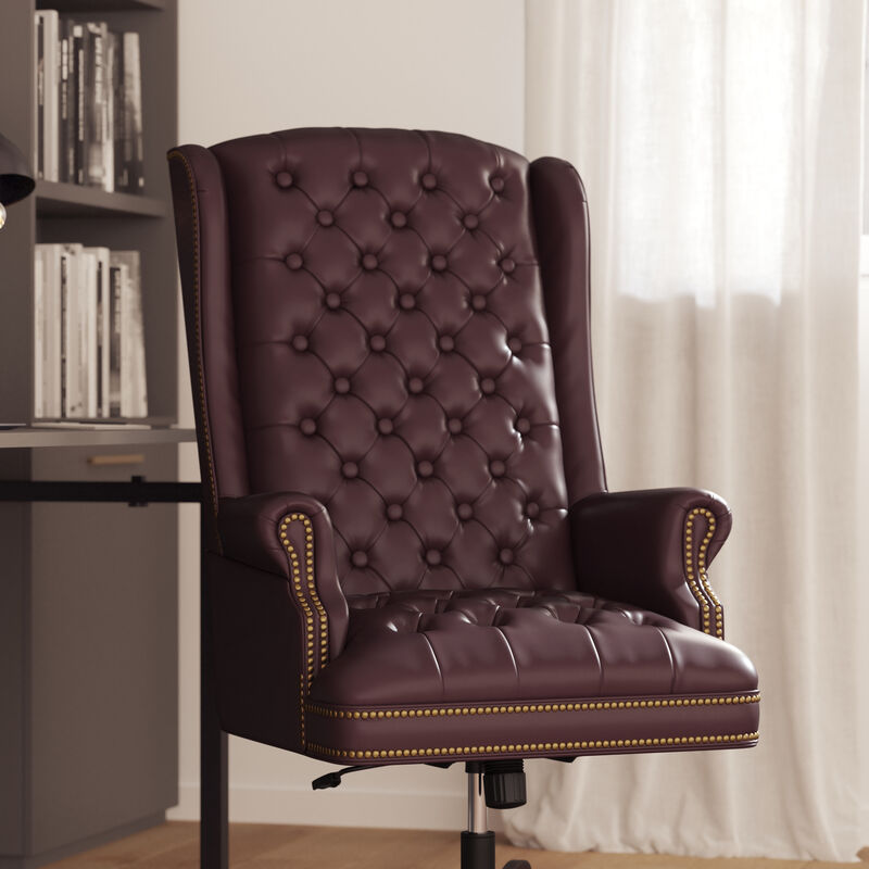 Turner High Back Traditional Fully Tufted LeatherSoft Executive Swivel Ergonomic Office Chair with Arms image number 2