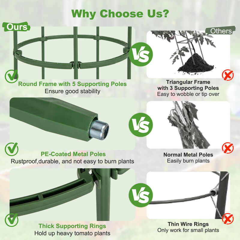 3-Pack Garden Trellis Plant Supports with Clips, Ties, and Climbing Plant Stands