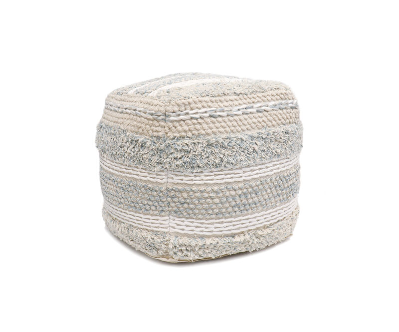 Pasargad Home Grandcanyon Cotton Braided Pouf, Beige