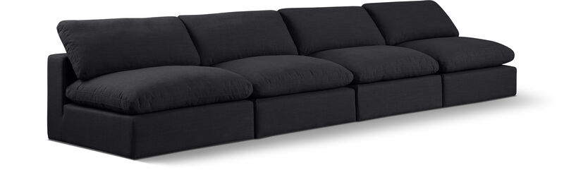 Meridian Furniture Comfy Black Linen Textured Fabric Modular Sofa image number 0