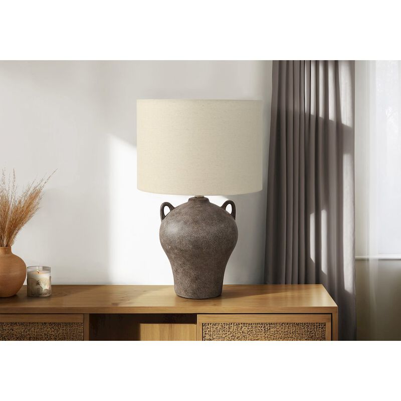Lighting, 22"H, Table Lamp, Brown Ceramic, Beige Shade, Transitional