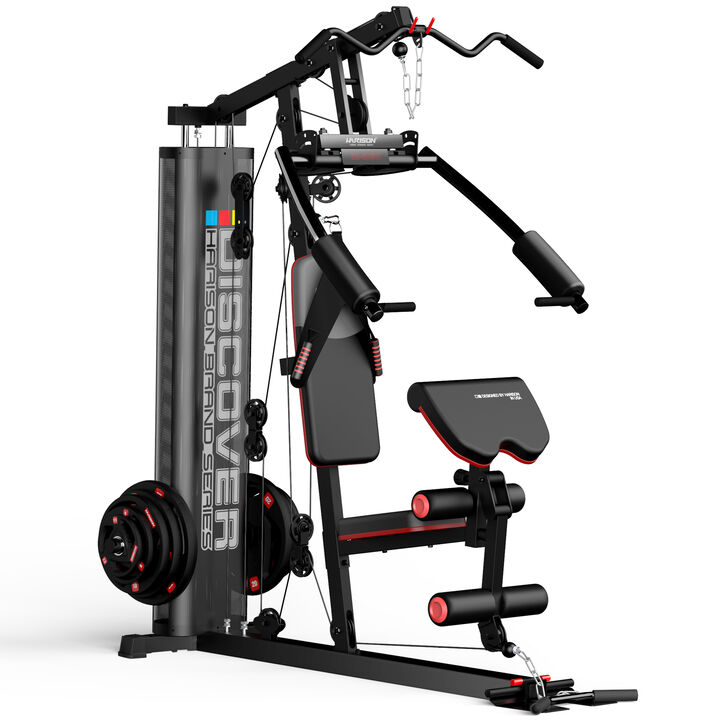 HARISON Multifunction Home Gym System, Full Body Workout Machine with Pulley, Bench & Leg Extension (HR-G11511)