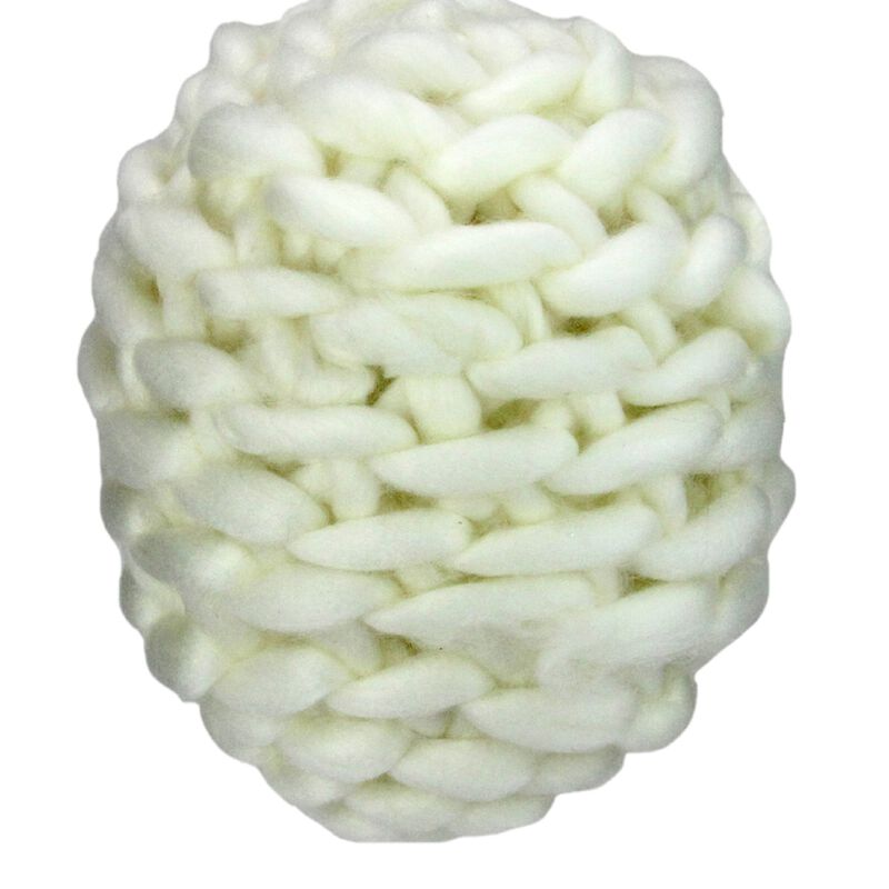 Cream White Knit Hanging Shatterproof Christmas Ball Ornament 7" (175mm) image number 1
