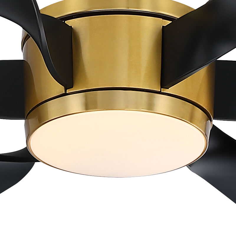 60" Brushed Gold Modern Reversible DC Dimmable Aero 6 Blade Large Ceiling Fan with LED Light and Remote image number 9