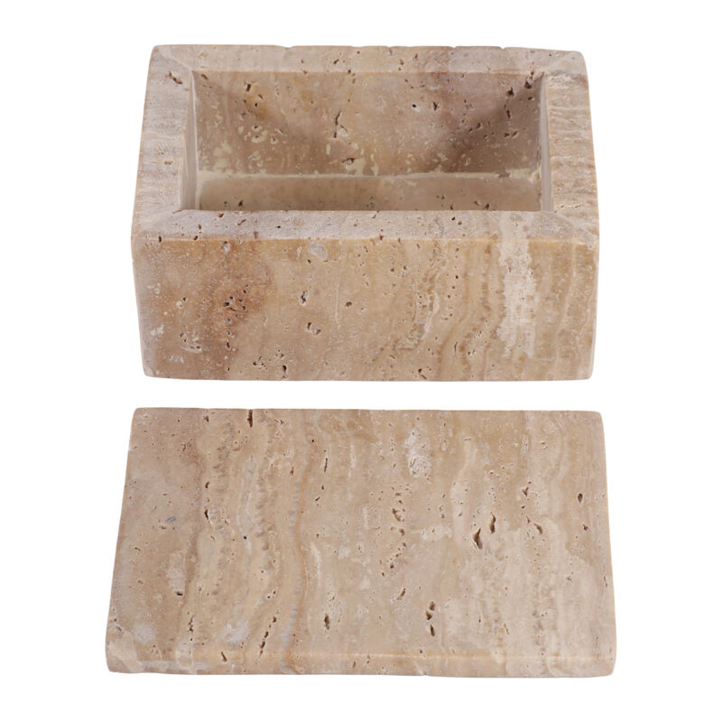 6" Travertine Box, Tan image number 3