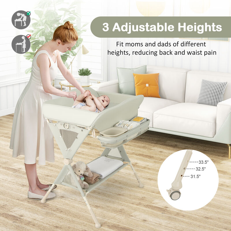 Baby Changing Table on Wheels with Built-In Water Basin – Easy-Clean Design