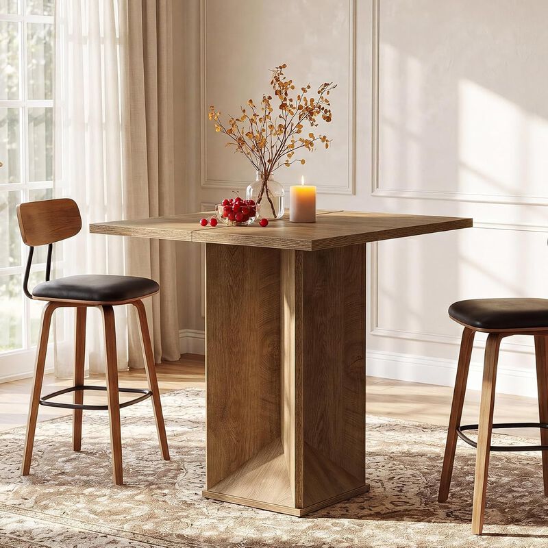 31 Inch Brown Square Bar Table with Counter Height Design for Home Bar image number 3