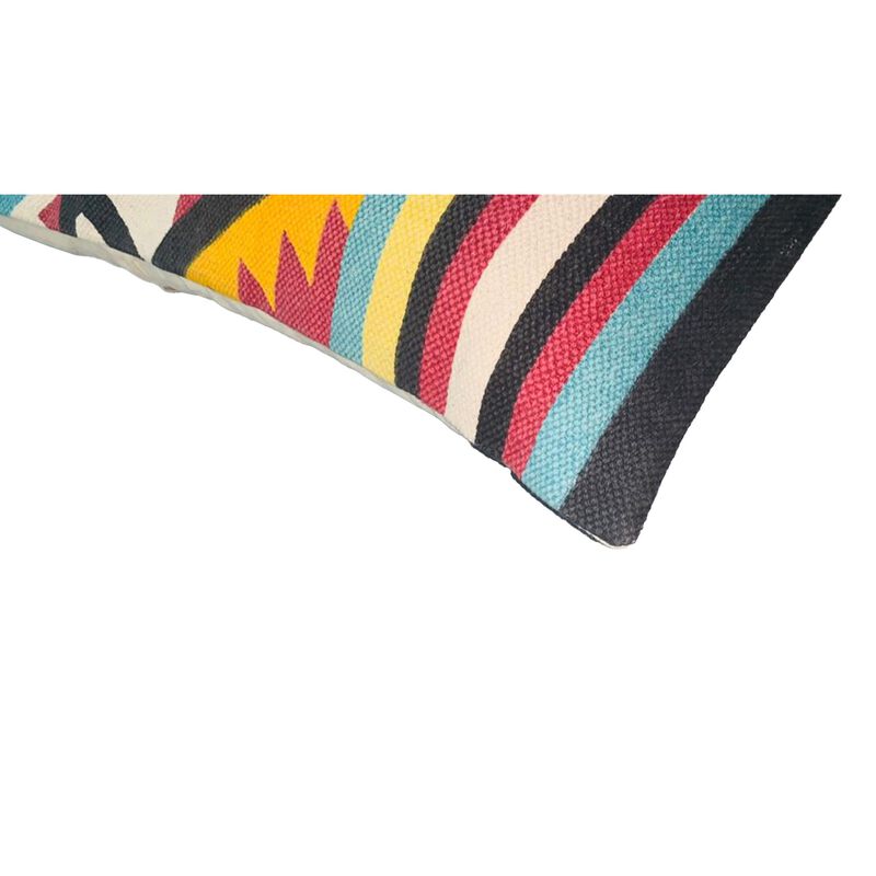24 x 24 Square Cotton Accent Throw Pillows, Geometric Aztec Pattern, Set of 2, Multicolor-Benzara