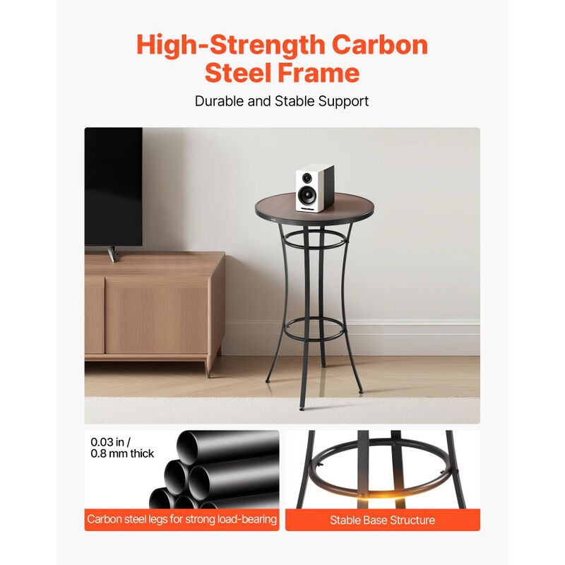 Round Counter Height Bistro Table with Metal Frame Outdoor Pub Dining Table-Black image number 6