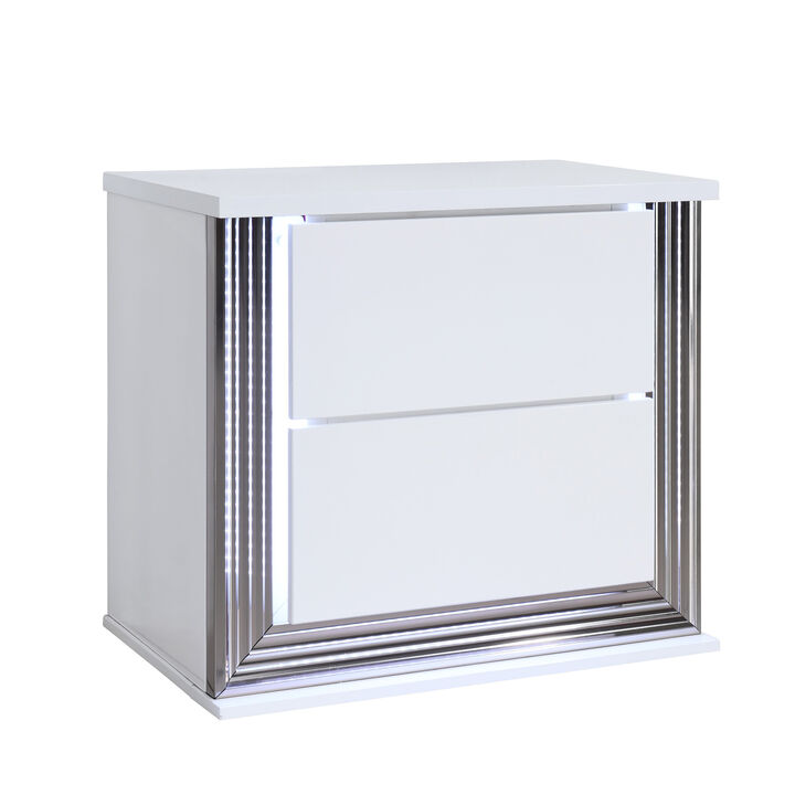Ylime Smooth White LED Nightstand