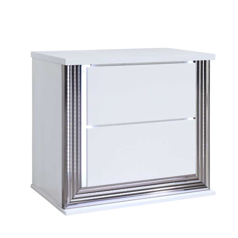Ylime Smooth White LED Nightstand image number 1