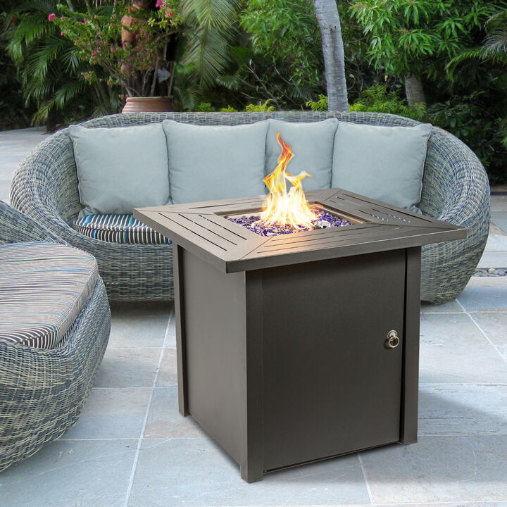 Teamson Home Outdoor Square 29" Propane Gas Fire Pit with Steel Base