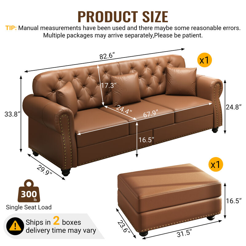 Viltux 82.6"Upholstered Faux Leather Sectional image number 4