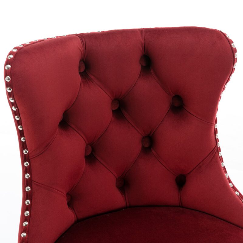 Streamdale Adjustable Swivel Barstools Set in Wine Red image number 9
