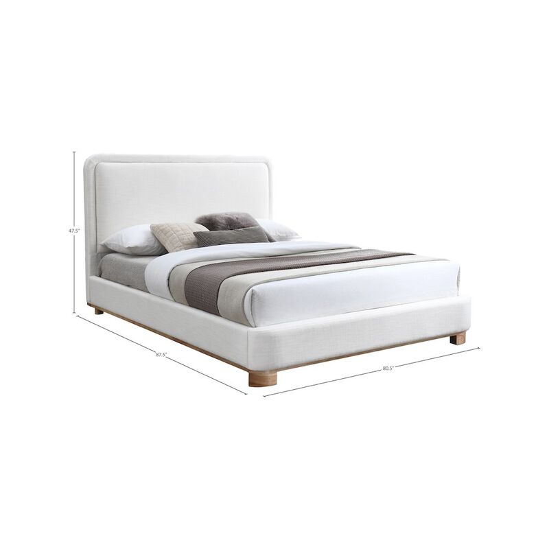 Meridian Furniture Nolita Cream Linen Textured Fabric King Bed