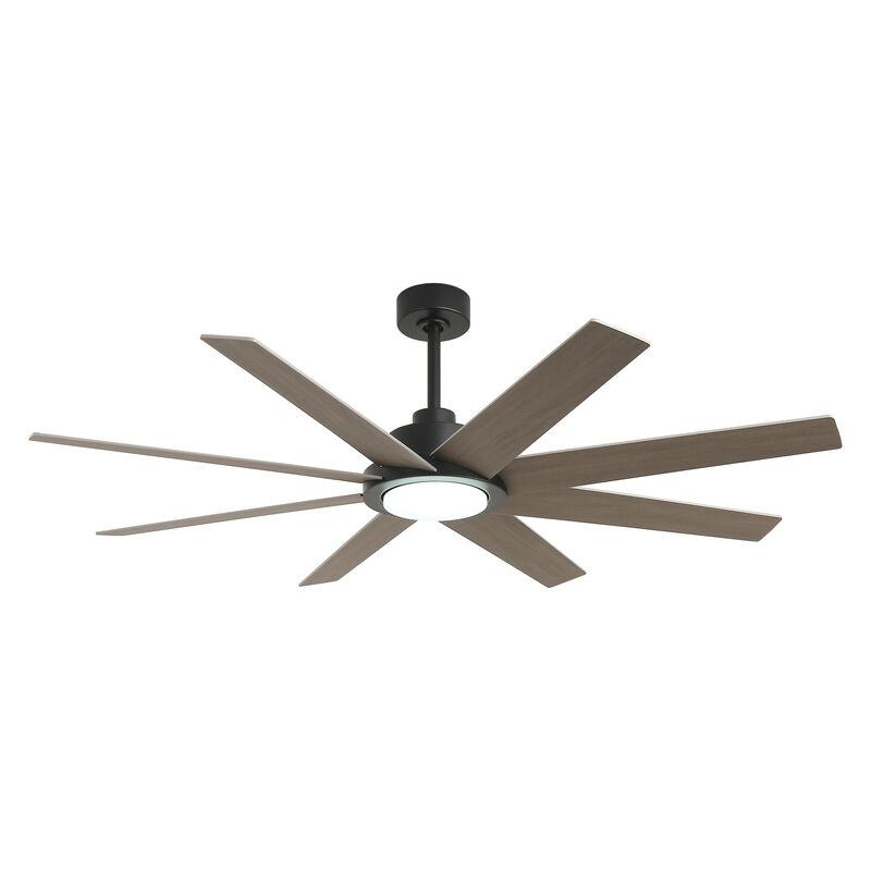 60 in. Matte Black Windmill Integrated LED Dimmable Ceiling Fan with Light and Remote