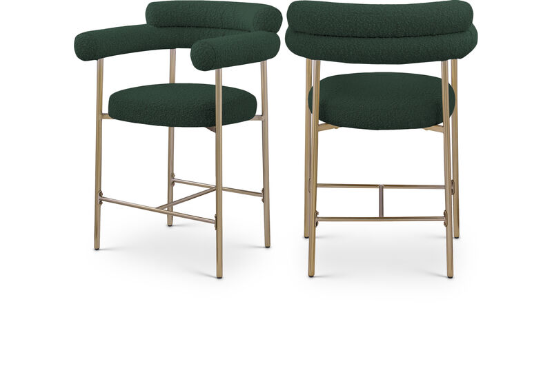 Meridian Furniture Blake Boucle Fabric Counter Stool, Set of 2