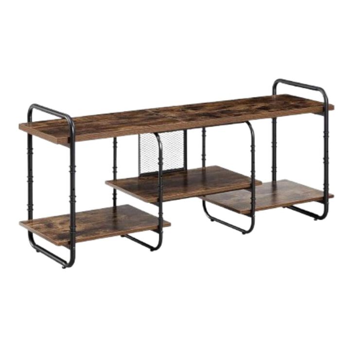 Hivvago Modern Gray Wood and Metal Entertainment Center TV Stand for TV up to 65-inch