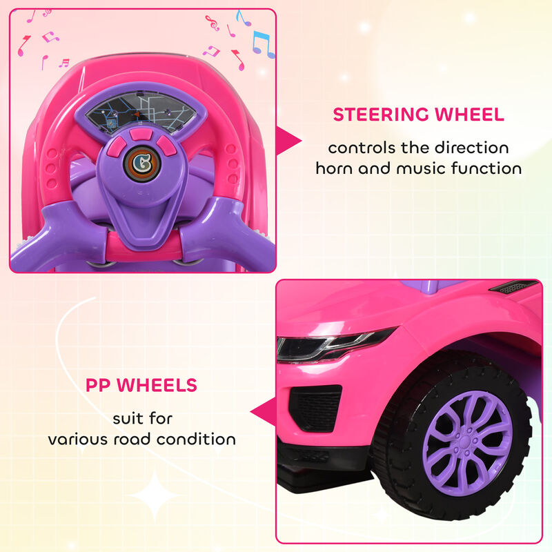 BreeBe 3 In 1 Push Cars for Toddlers Kid Ride on Push Car Stroller Sliding Car with Horn Music Light Function Secure Bar Ride on Toy image number 4