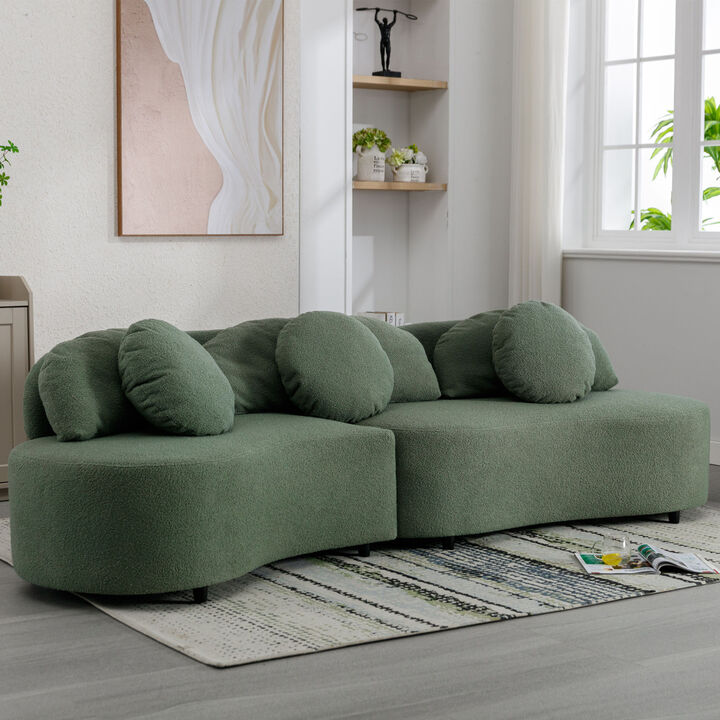 103.9" Modern Living Room Sofa Lamb Velvet Upholstered Couch Furniture for Home or Office, Green