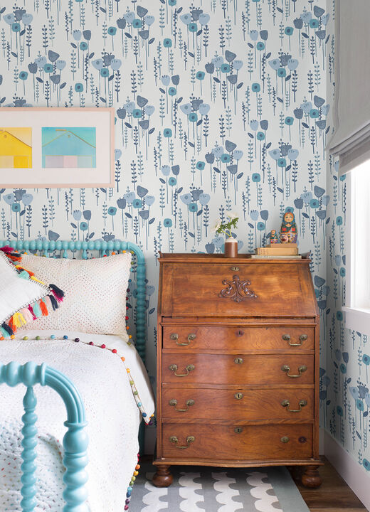 Mabel Blue Floral Field Wallpaper (Set of 2)