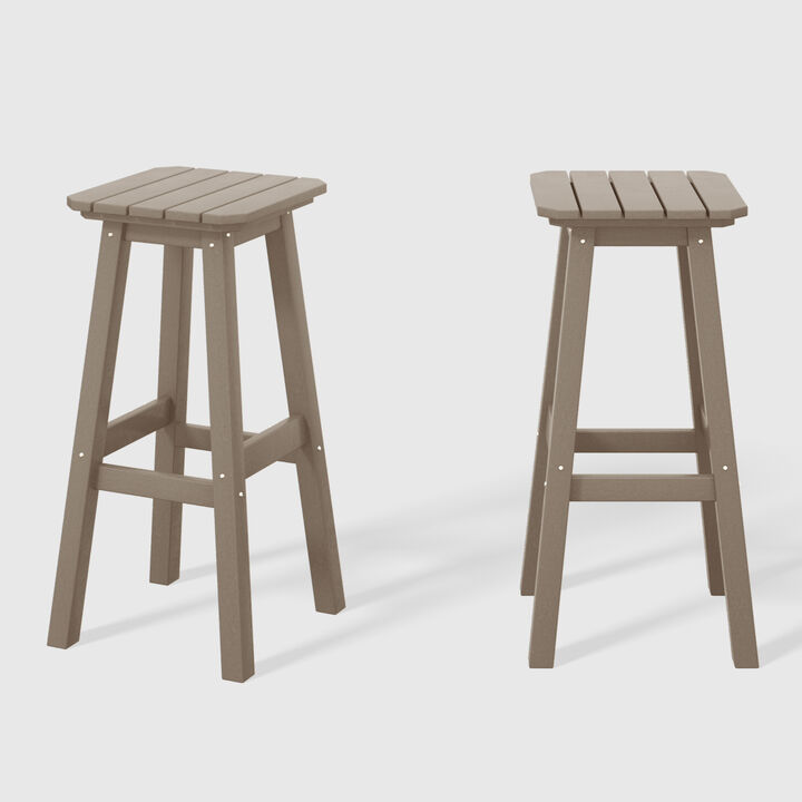 WestinTrends 29" HDPE Outdoor Patio Square Bar Stools (Set of 2)