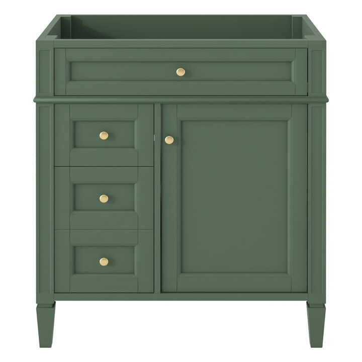 ELEMENT ACE 30 Inch Freestanding Bathroom Vanity Without Top Sink, Sturdy Bathroom Storage Cabinet with Multiple Drawers and Adjustable Shelf for Bathroom Organization