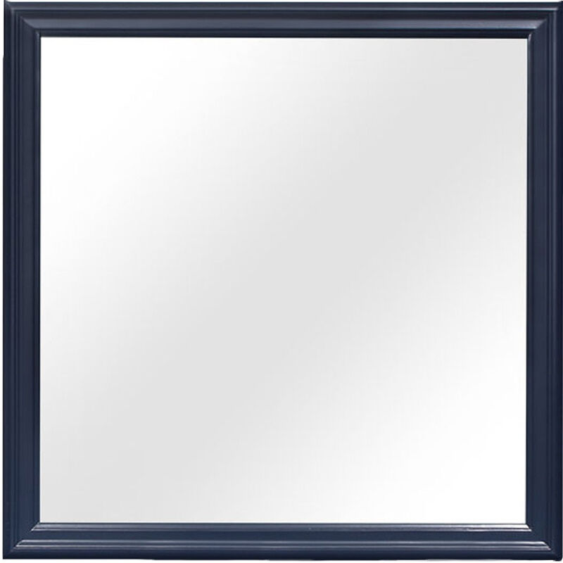 HomeRoots 38" Blue Square Wood Framed Accent Mirror image number 3