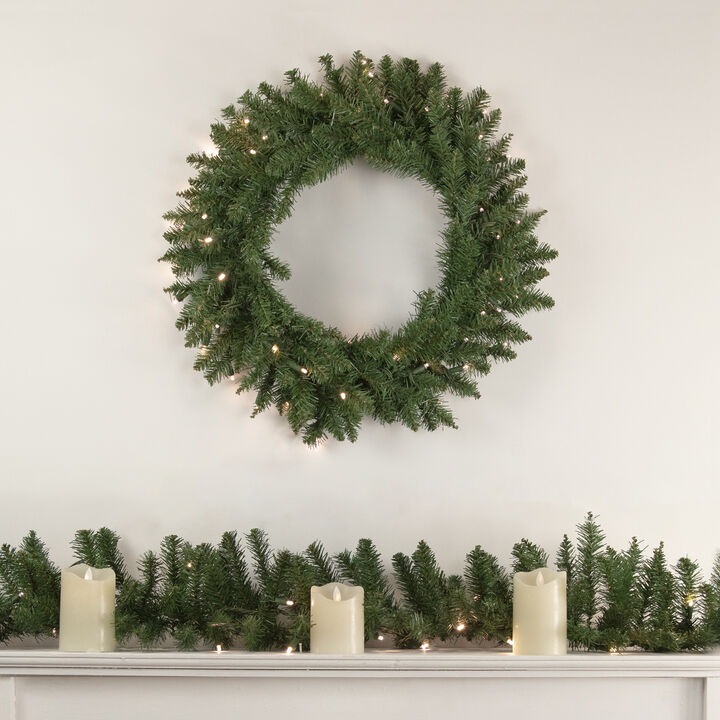 Pre-Lit Winona Fir Artificial Christmas Wreath  30-Inch  Warm White LED Lights