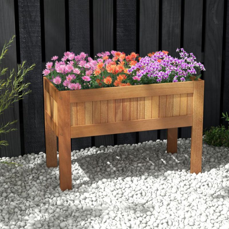 Hivvago Wooden Raised Garden Bed Solid Wood Elevated Planter Box with Legs