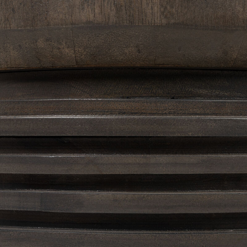 Round Ribbed Mango Wood Side Table, Grey image number 5