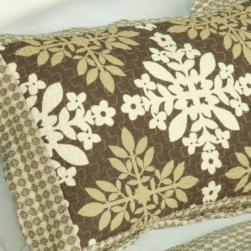 Noble Snowflake Queen 3PC Cotton Quilted Printed Bedding Set Soft Lightweight Quilt Set image number 3