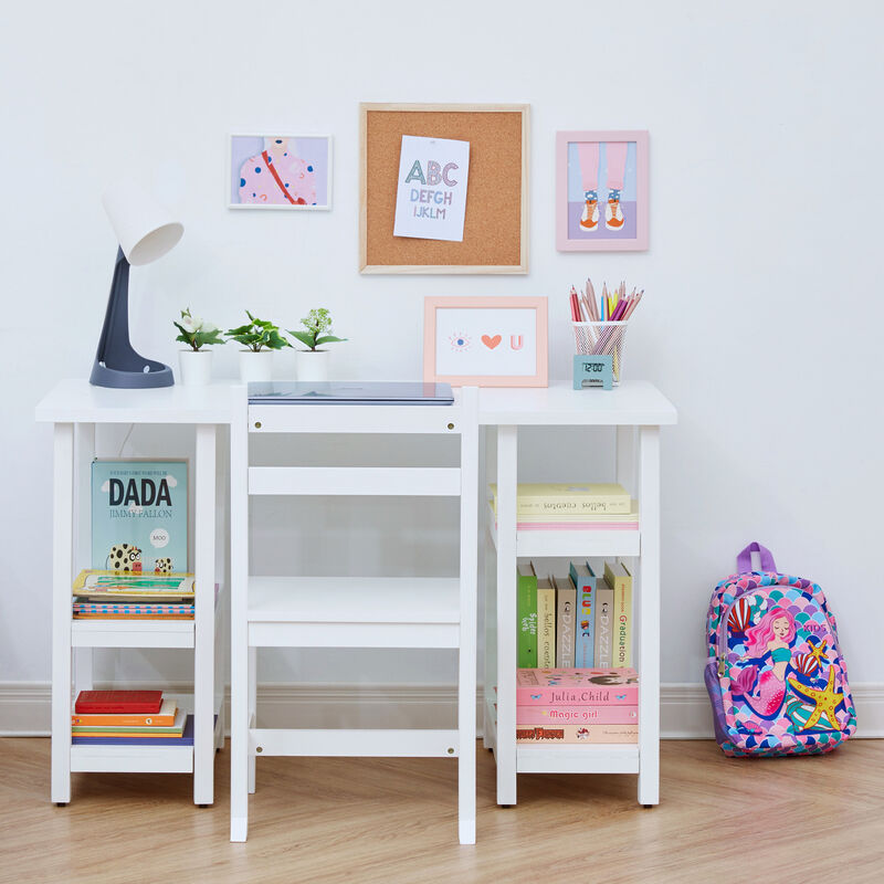 Play Desk with Shelves and Chair, White image number 1