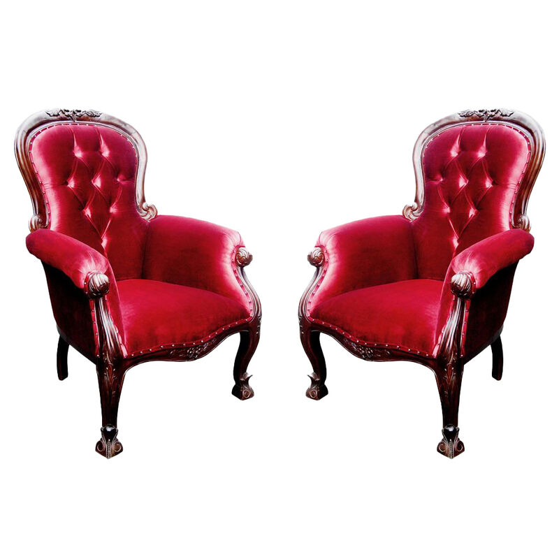 French Grandfather Arm Chair Set of 2