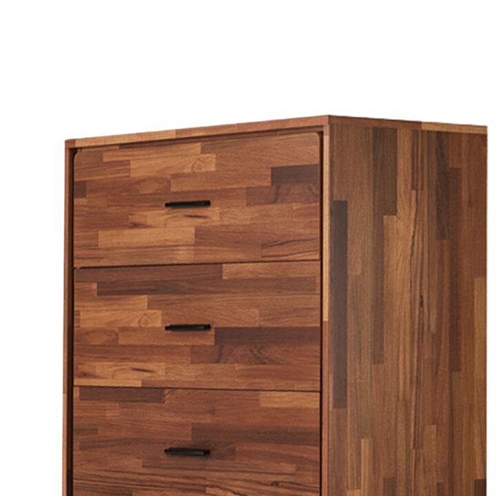 Enchanting  Wooden Chest With 5 Drawers, Walnut Brown-Benzara