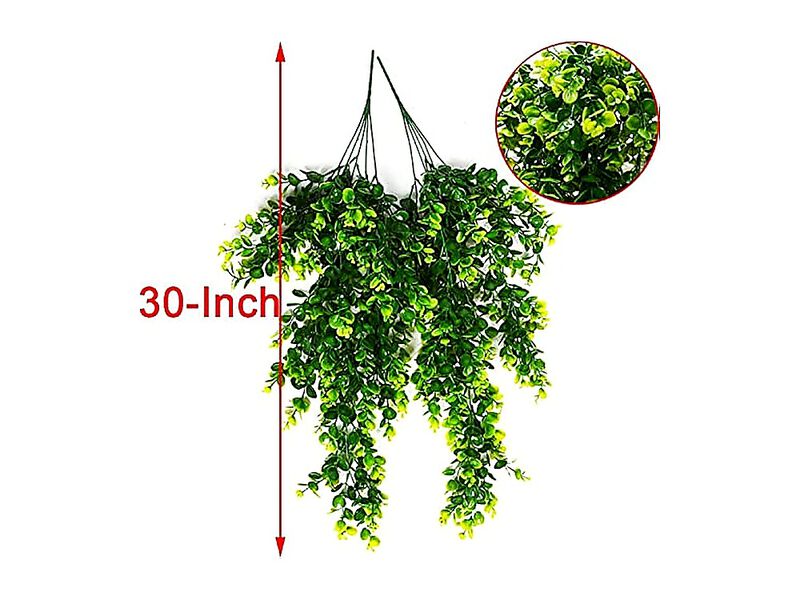 Hanging Artificial Plants 4 Pack Faux Eucalyptus Leaf Greenery Vine Plant Fake image number 1