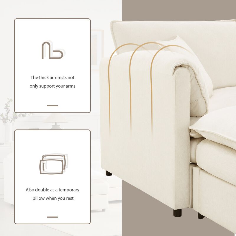 Fincep U-Shaped Modular Cloud Sectional Sofa image number 5