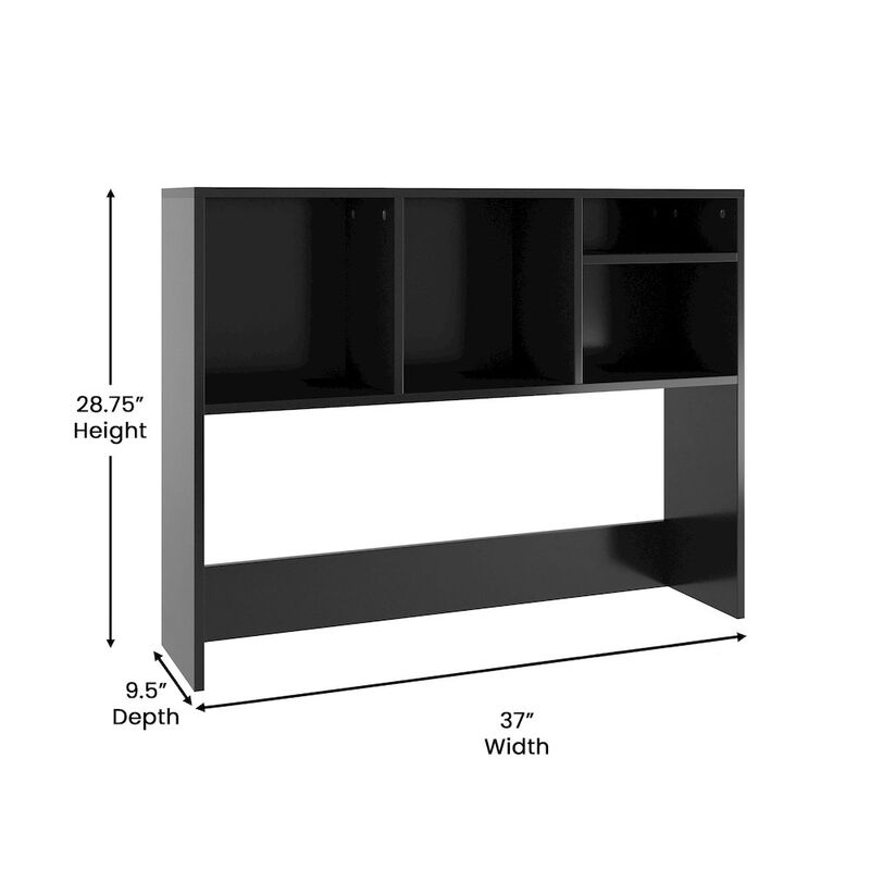 Flash Furniture Lotus Desktop Bookshelf Storage Organizer with Multiple Cubbies in Black image number 2