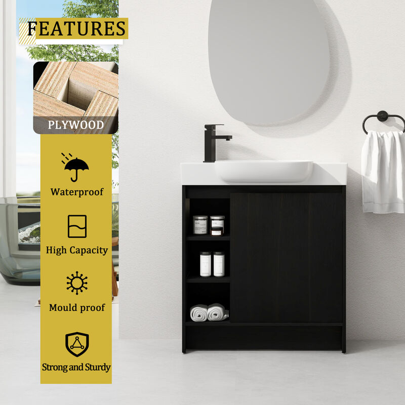 ELEMENT ACE Freestanding Bathroom Vanity with Ceramic Sink and Soft-Close Doors image number 9