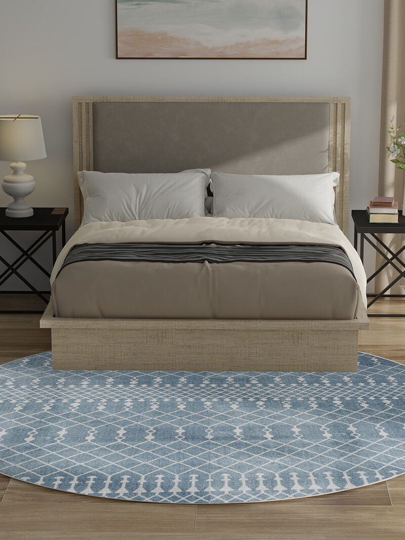 Astra Machine Washable ASW10 Blue 7'10" Round Rug