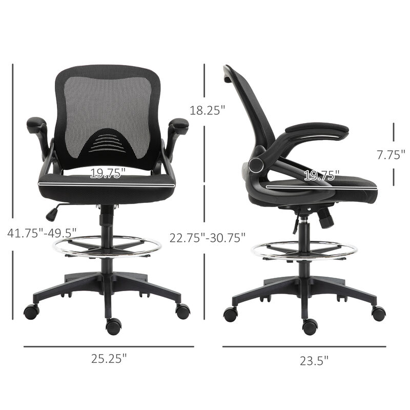 Hivvago Mesh Drafting Chair with Lumbar Support and Footrest Ring image number 2